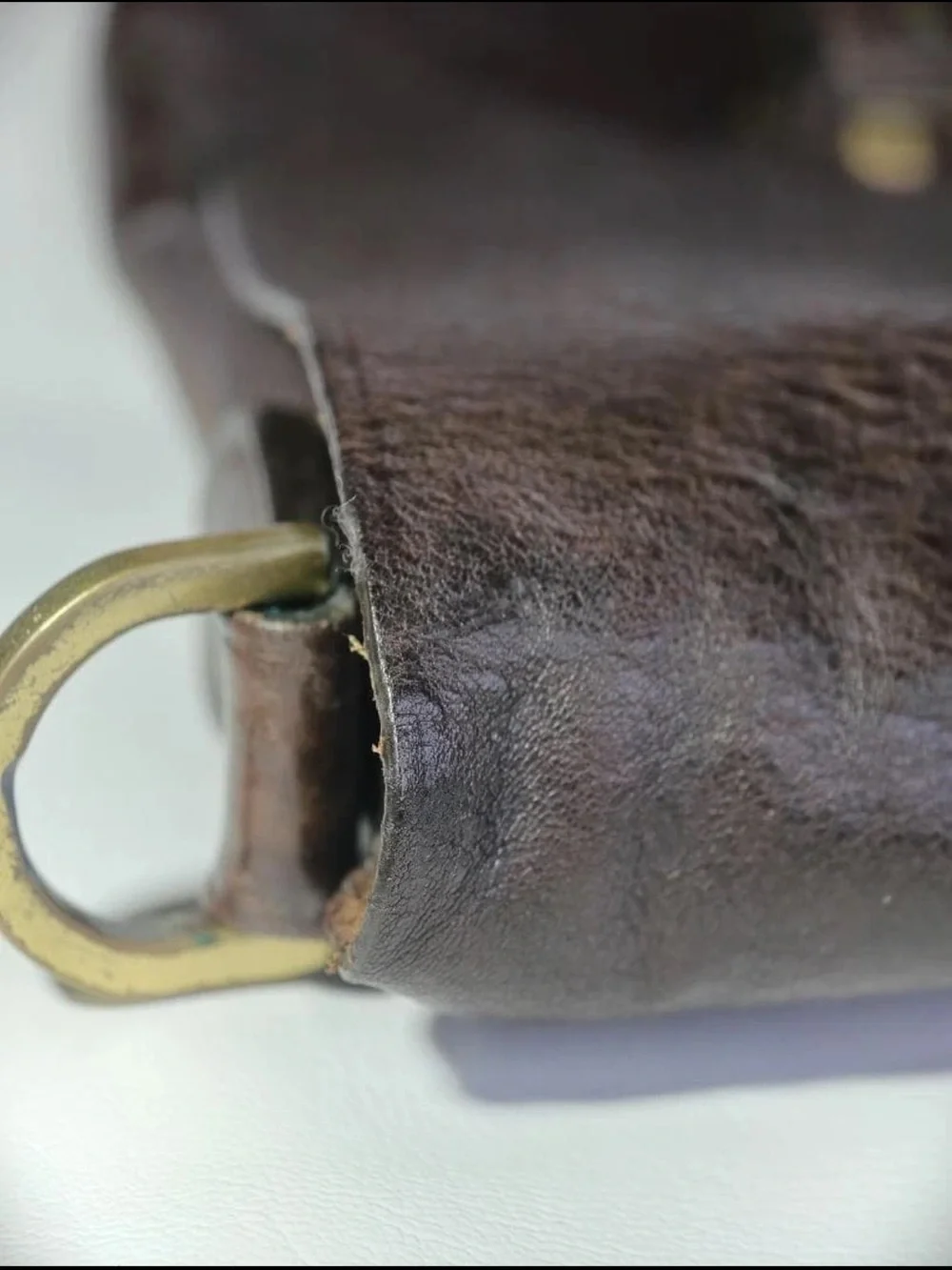 Mulberry Dark Brown Leather Messenger Bag with Brass Hardware